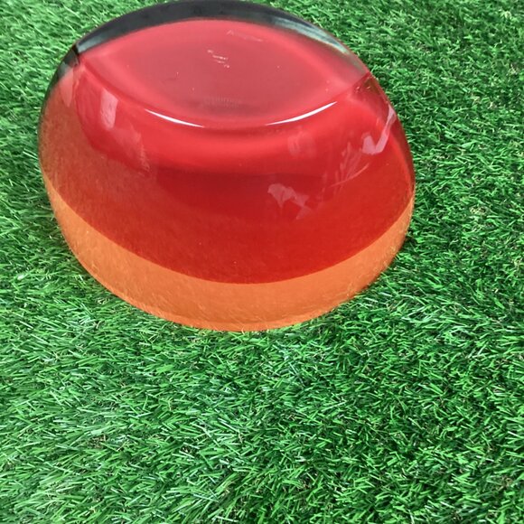 Waterford Evolution Orange Red Stripe Oval Modern Glass Vase - Picture 10 of 14